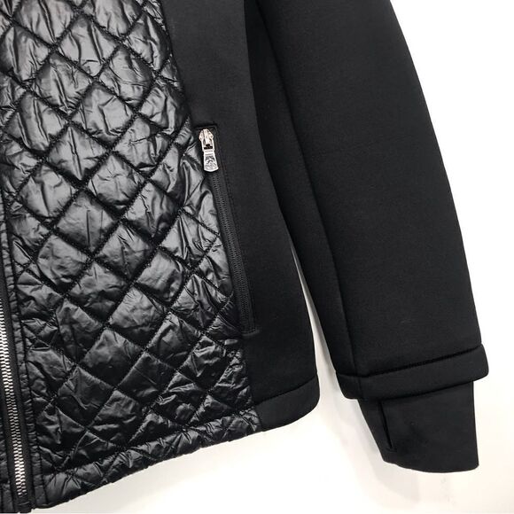 MICHAEL Michael Kors Black Quilted Scuba Side Hooded Zip Up Jacket - Picture 8 of 13